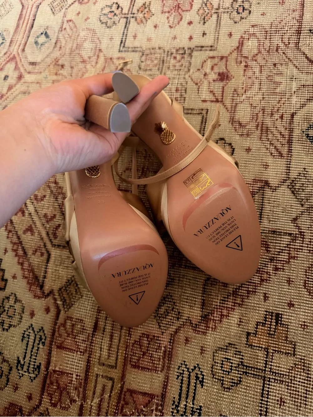 LIKE NEW Aquazzura Cupid 130 Plateau Sandal in Warm Nude size 39